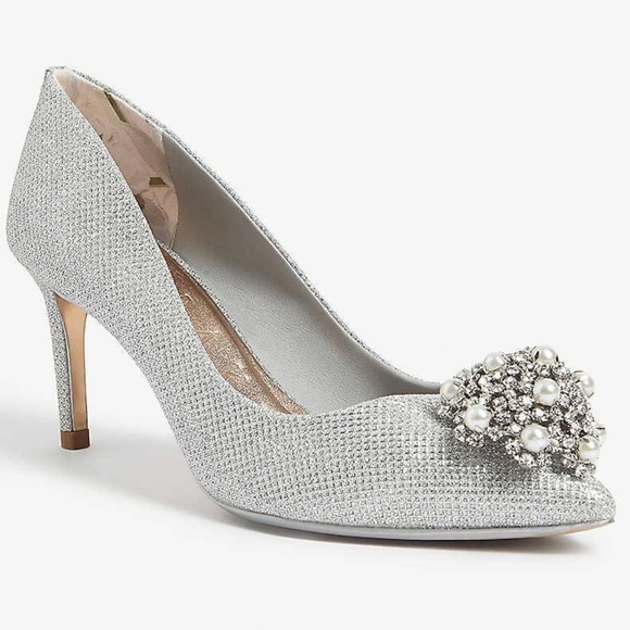 Ted Baker London Shoes - Ted Baker Darlill Metallic Brooch Heel Pump Silver